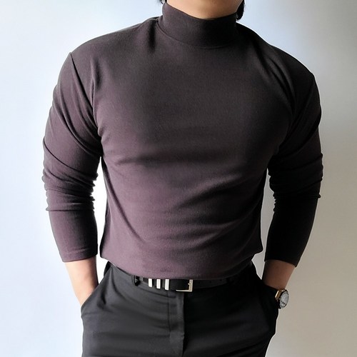 남자 머슬핏 반폴라 목폴라 목티 워셔블 반목폴라 긴팔 니트 빅사이즈 모크넥