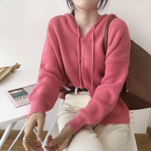 윤쓰상사 여성 니트 후드 가디건