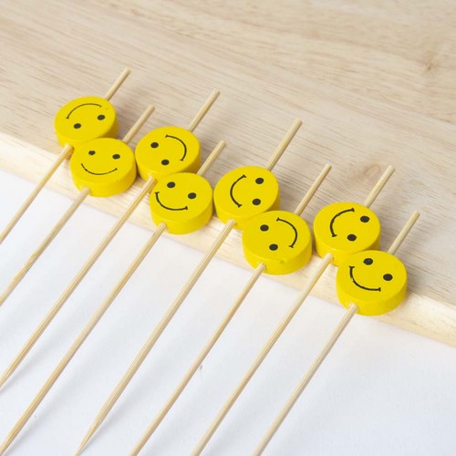 홍학 수박 스마일 호박 레몬 픽 100pcs 과일 샌드위치 대나무 꼬지 파티 장식 꼬치, 스마일픽, 100개, 1개