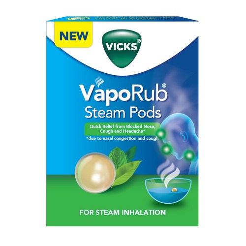 Vicks VapoRub SteamPods(Steam Inhalation relief from block nose sinus headache cough due to cold), 6개