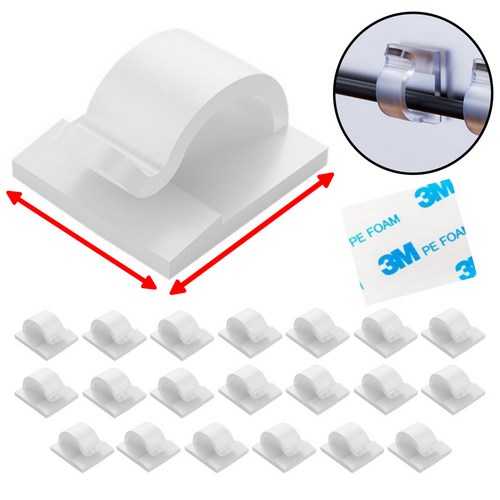 로열스테디 두께접착강화 전선 고정 선정리 클립, 화이트, 20개