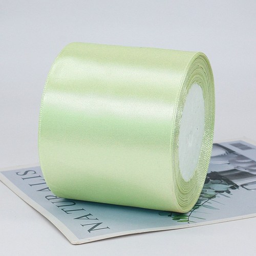 기본 새틴 공단 리본끈 75mm 22m, 80# 연그린