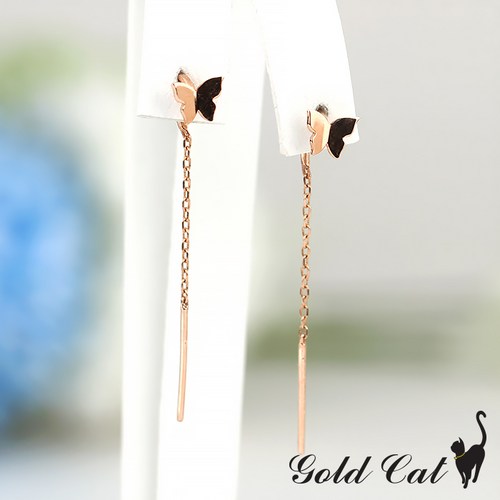 골드캣 14k 18k 쁘띠나비 드롭 귀걸이 E7012 (14k핑크-당일발송)