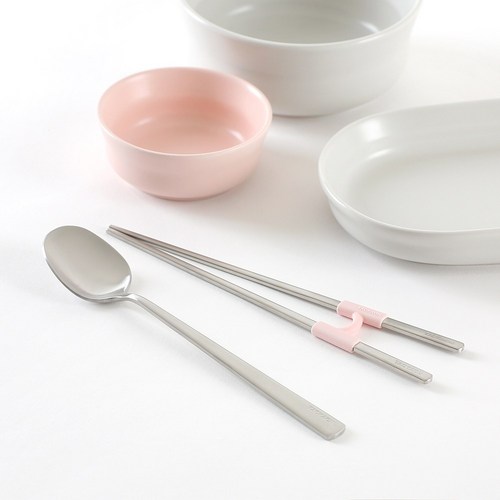 탁가온 어린이수저+젓가락교정기 세트, 선택1:어린이 수저세트(무광)|선택2:핑크, 1개