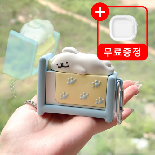 벤디고 에어팟 4세대 케이스(1+1), 침대강아지+투명, 1개