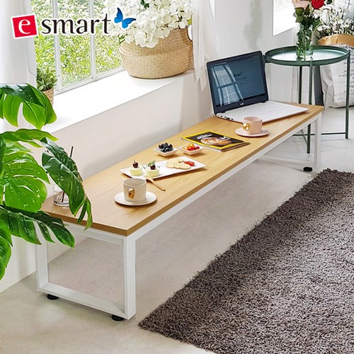 스틸 좌식테이블 1200x400, 화이트-화이트다리