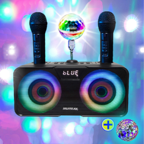 위드제이앤엠 가정용 휴대용 캠핑용 블루투스 마이크 스피커 듀엣 노래방기계 노래 반주기, 노래방 기계 + 사운드 미러볼