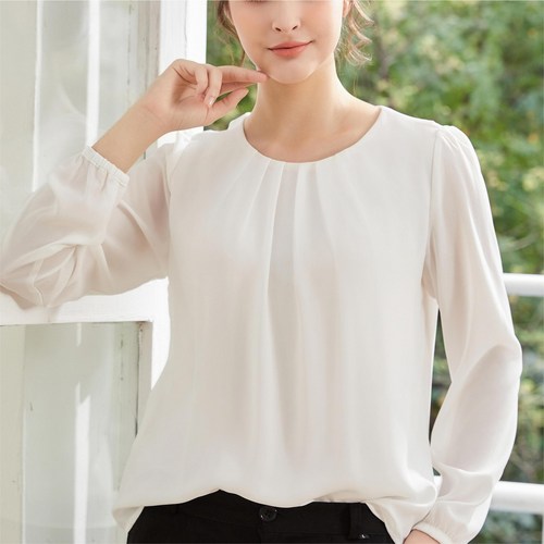 YAMANMAN 블라우스 셔츠 긴팔 라운드넥