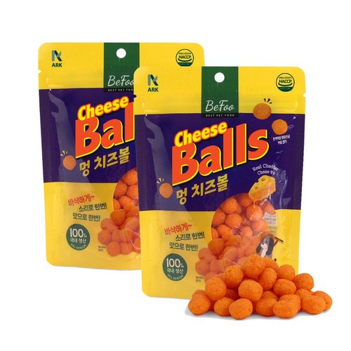 베푸 멍 치즈볼 체다치즈 강아지 간식, 2개, 60g, 치즈맛