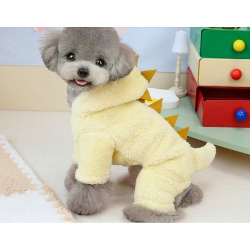 레렌 귀여운 공룡 겨울옷 올인원 강아지옷 소형견 중형견 대형견, 1개, 옐로우