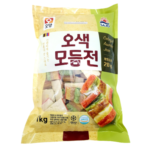 [얌얌마켓] 사조오양 오색모듬전 1kg 개별중량 20g(아이스박스 포함), 1개