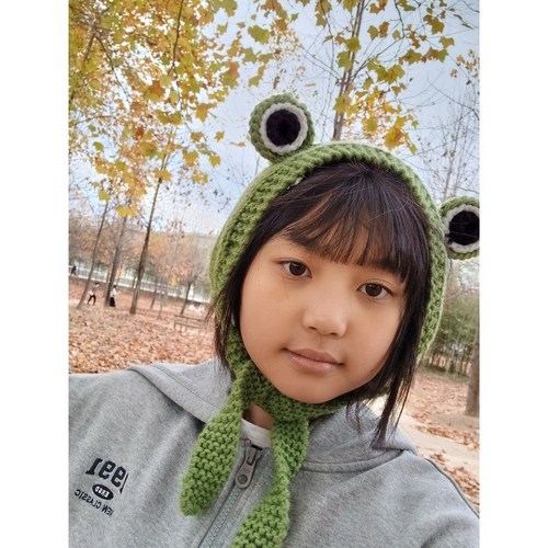 지뿡이네 개구리 니트 귀여운 귀마개 모자