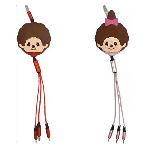 골든 일본 몬치치 릴식 3in1 멀티 충전 케이블 (2종/택1), 1개, 몬치치군, 23.5cm