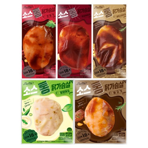 [랭킹닭컴] 맛있닭 소스 통살 닭가슴살 5종 혼합, 100g, 50개