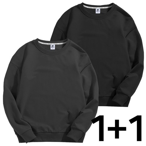 문컬렉션 당일발송1+1 [2장묶음] 남녀공용 사계절 오버핏 무지 맨투맨 데일리 남성 여성 특양면 빅사이즈 티셔츠 M~3XL 단체 티