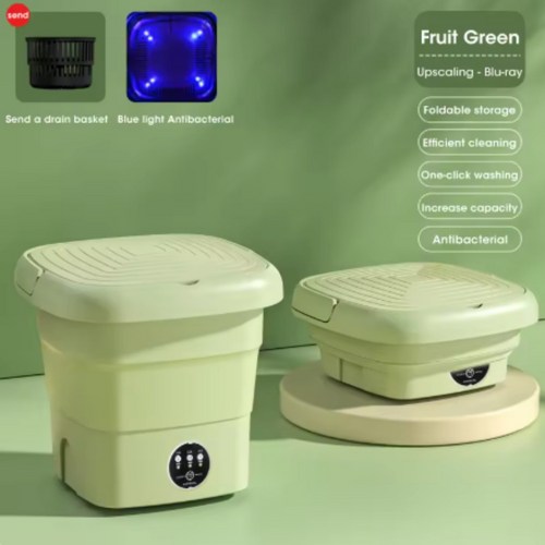소형 미니 세탁기 접이식 휴대용 탈수기 세스핀 건조기 포함 양말 ****** 팬티 가정용 미니 8L, 그린