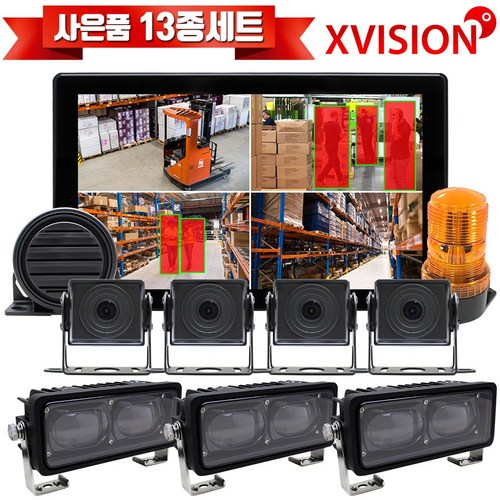 Ai인공지능 지게차 안전용품 블랙박스 전후방측방카메라세트 사람인식 감지라인 라인빔 중장비거치대 K400, 4. K400+4M 3개+20M 1개+라인빔 3개