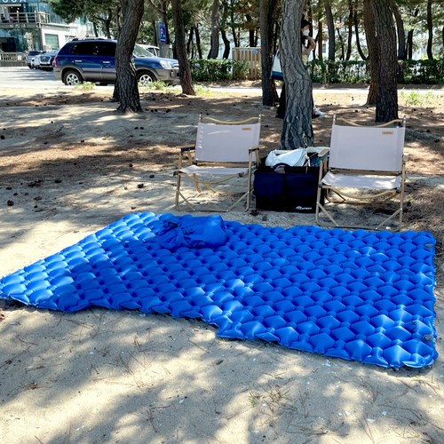 AKA 피크닉 돗자리 푹신한 매트 두꺼운 독립 에어셀, 2인용, 그레이