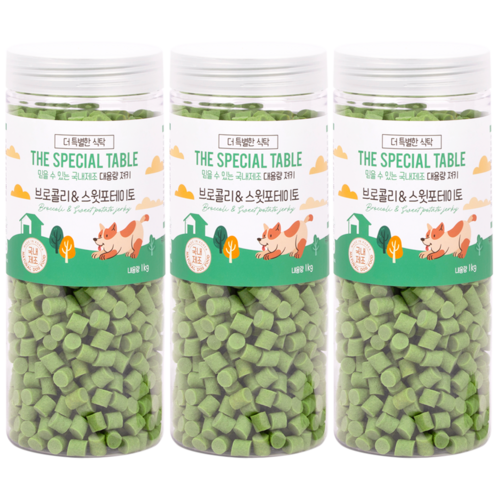 푸디 더특별한식탁 강아지 간식 프리미엄 져키, 1kg, 3개, 브로콜리&스윗포테이토