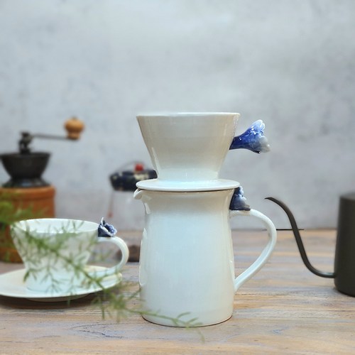 꽃봉오리 백자 예쁜 도자기 커피드리퍼 핸드드립세트, 저그, 1개