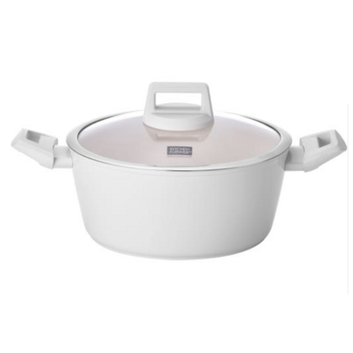 키친플라워 쿠킨 IH 인덕션 그린우드 양수 냄비, 24cm, (Ivory) 아이보리, 1개