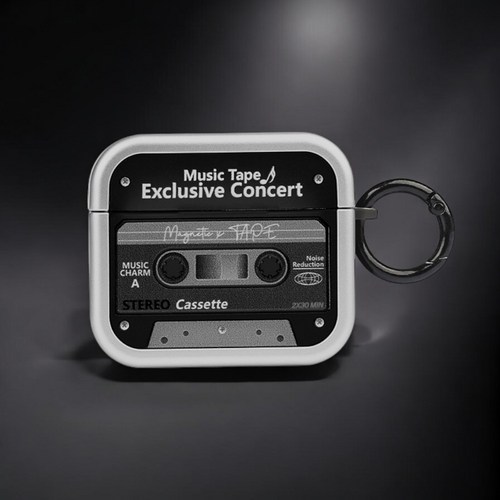 네쎄시드 카세트테이프 에어팟케이스 레트로 클래식, 블랙, 에어팟4, 1개