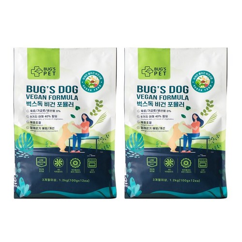 벅스펫 벅스독 비건포뮬러, 2개, 1.2kg, 과일/야채/비건