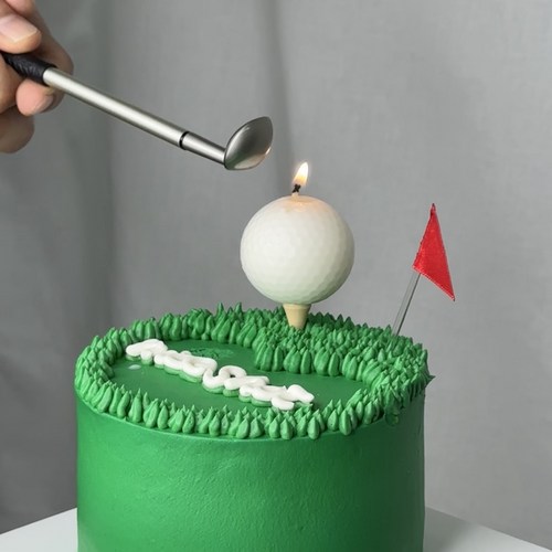 골프공초 케이크 생일초 (캔들+골프채 볼펜+티꽂이+깃발토퍼), 핑크세트, 1세트