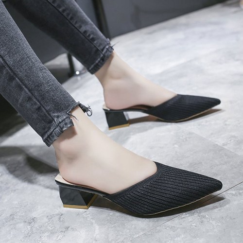 초이 여성니트블로퍼 스틸레토 슬리퍼