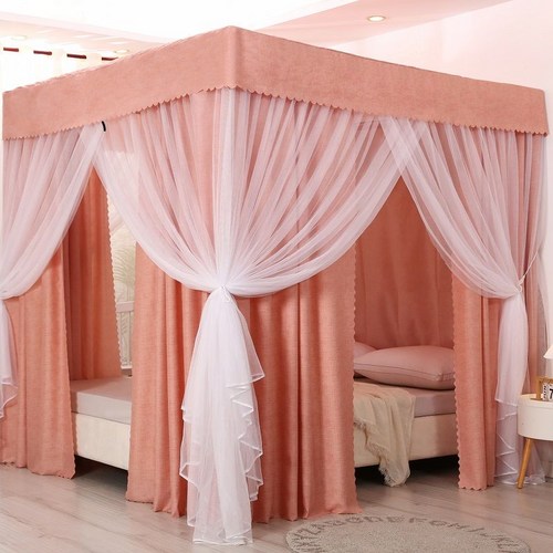 침대가림막 천장 홈 커튼 침실 게스트하우스 가림천 모기장 암막 인테리어 가리개 캐노피, 분옥(커튼+받침대+모기장사), 180X220cm, A. (커튼 + 브래킷 + 모기장), 180X220cm