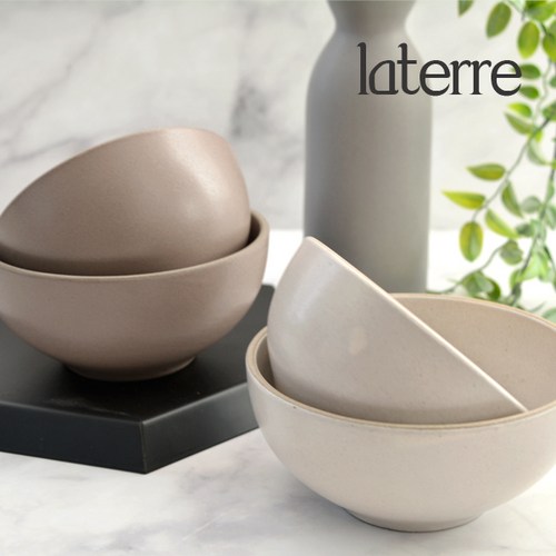 [laterre] 라운드 공기 +대접 1인세트 - 색상선택 도자기그릇, 브라운, 1개
