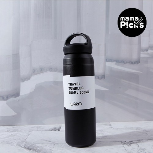 마마픽스 심플 스텐 텀블러 보온 보냉병, 500ml, D텀블러-블랙, 1개