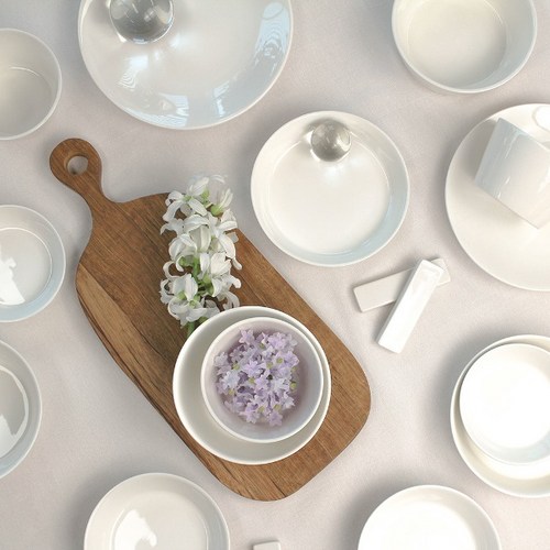 파울러스 심플 화이트 2인 식기 세트 13P 국산 도자기 그릇 신혼 선물, 1개