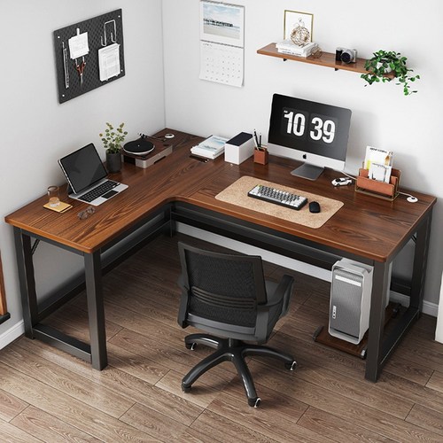 이엔비 L자형 코너 책상, 1400×1200, 브라운