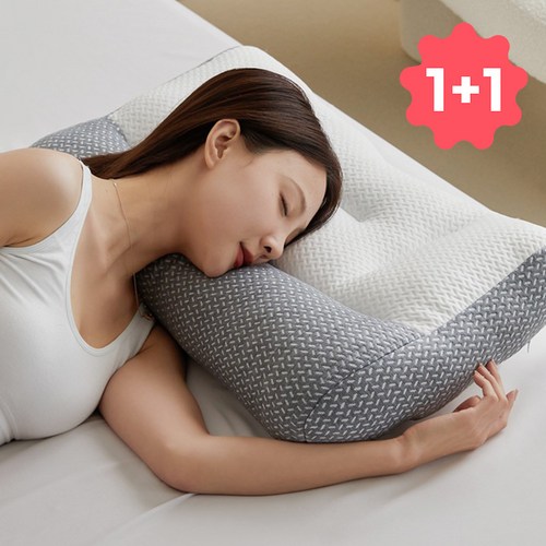 ******포어 1+1 목편한 일자목 경추 수면 베개, 1개