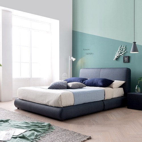 베디스 SB257 모던스타일 패브릭패턴 평상형 가죽침대 LK (라지킹), 네이비
