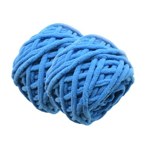 리얼통통 극세사 뜨개실 빅누들 수면사 슬리피얀 목도리뜨기 방석 뜨개실 수면실, 2개, 블루