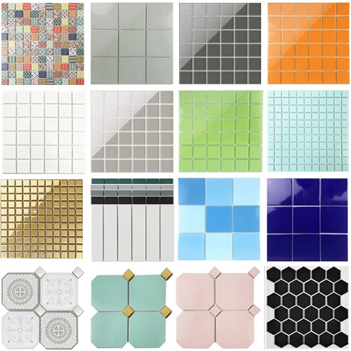 자기질 모자이크타일 벽 바닥타일 모음, 069.97mm 딥그레이 유광, 1개