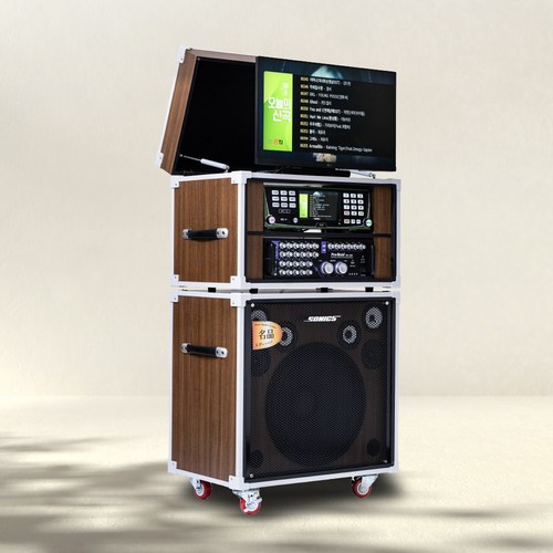 금영 태진 프리미엄 가정용 이동식 노래방기계 소닉스 MG-S8000 15인치 우퍼 내장 스피커 800와트, 기본형, 태진 K2, 유선마이크 2개