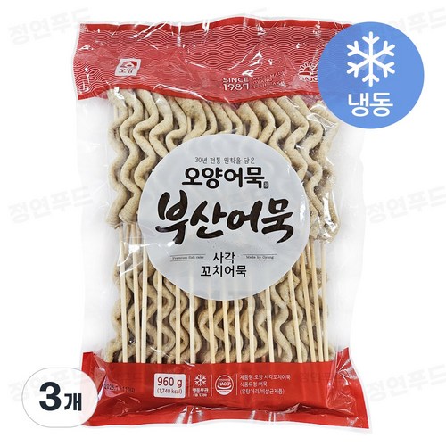 사조오양 부산어묵 사각꼬치어묵 (30개입/오뎅/대용량/식자재/업소용), 3개, 960g