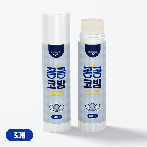 코건조 돌 아기 코막힘 비염 노즈밤 성인 유아 코보습제 쿨링밤 키즈웍 쿨쿨코밤 소프트, 3개