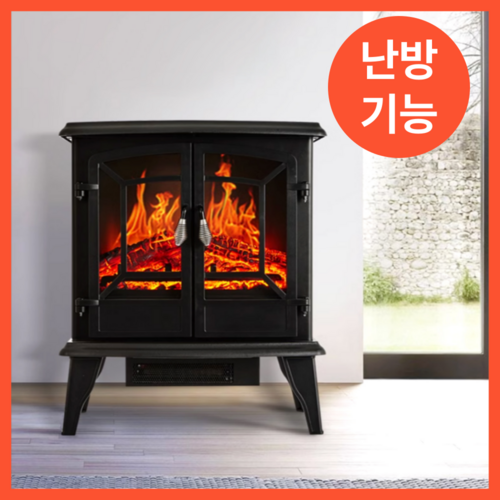 인디가구 따뜻한 벽난로 LED 온풍기 전기 히터 불멍 엔틱 무드등 장식장 현관 모닥불램프, 1번) 화이트