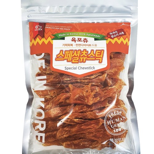 네츄럴EX 강아지 실속형 개껌 육포츄, 1팩, 200g