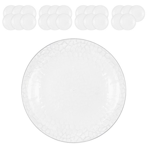 생활의차이 해머드 실버림 플라스틱 접시 플레이트 18cm, 4세트, 6개