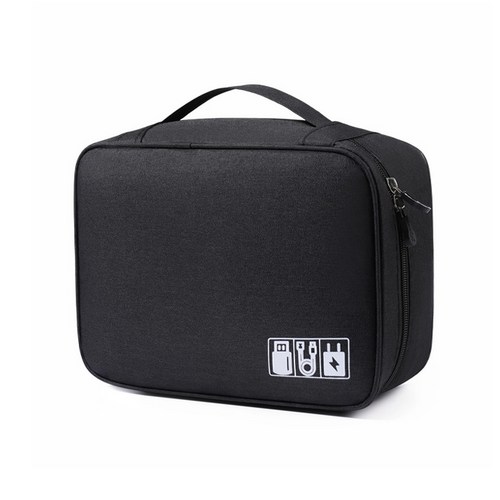 히든템 디지털파우치 케이블정리 usb파우치 여행파우치, 블랙, 1개
