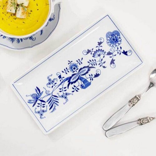 [체스키포슬란] 쯔비벨무스터 직사각 접시 J973, 상세 설명 참조, 1개