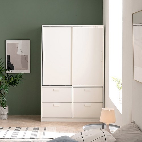 [삼익가구]디레브 서랍형 슬라이딩 옷장 1200, 화이트, 1200x600x2100