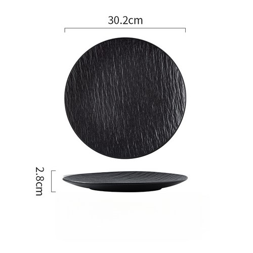 YAPOGI 도자기 스테이크 접시 파스타 플레이트, 30.2cm 블랙