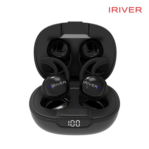 아이리버 무선 블루투스 이어폰 귀찌 가벼운 귀걸이형 스포츠 핸즈프리 초소형 유튜브 인강 초경량 고화질음악 오토페어링 터치컨트롤 여행용 5.3 TWS IHT-A02, 블랙