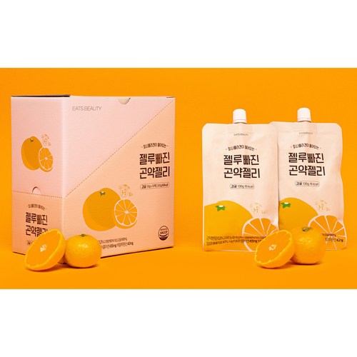 [100개 - 임박 상품 75%할인] 잇츠뷰티 젤루빠진 콜라겐 곤약젤리 130ml 5칼로리 10팩 (히알루론산 비타민c 알로에), 감귤(10팩) (유통기한: 2023-12-14)